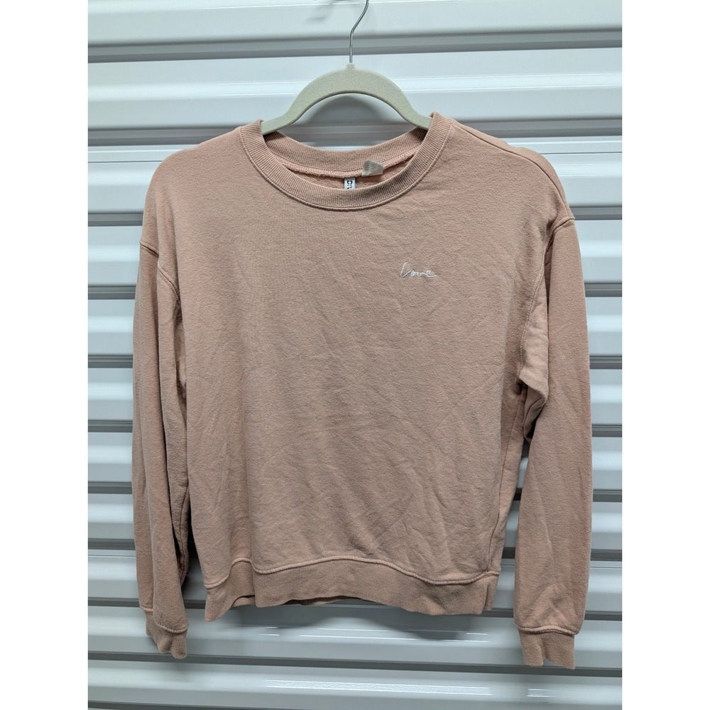 H&M Divided Sweatshirt Size S Womens Pink Love Embroidered Crewneck Pullover — photo 2